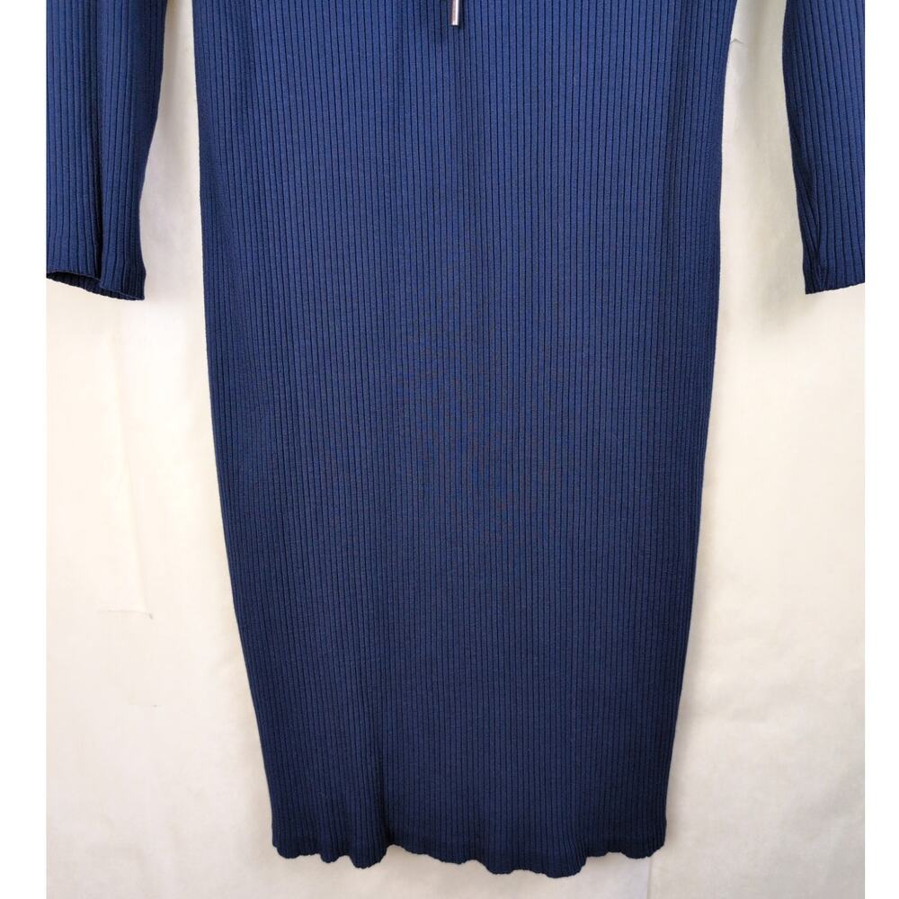 Polo Ralph Lauren navy blue ribbed knit lace up midi dress Sz XL Preppy Minimal - Picture 6 of 9